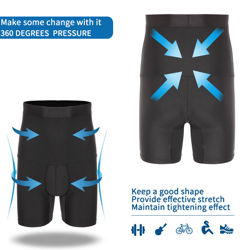 Mens Body Shaper Compression Shorts Waist Trainer Tummy Control Slimming Shapewear Modeling Girdle Anti Chafing Boxer Underwear