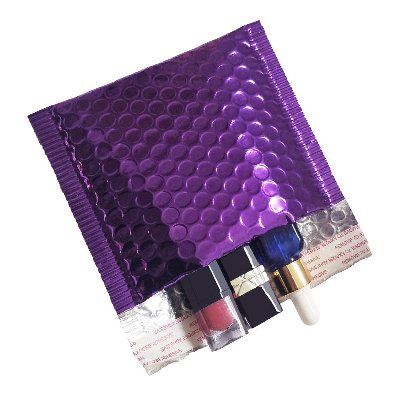 50PCS Purple Metallic Bubble Mailer Foil Bubble Bags Aluminized Postal Bags Wedding bag Gift Packaging Padded Shipping Envelopes