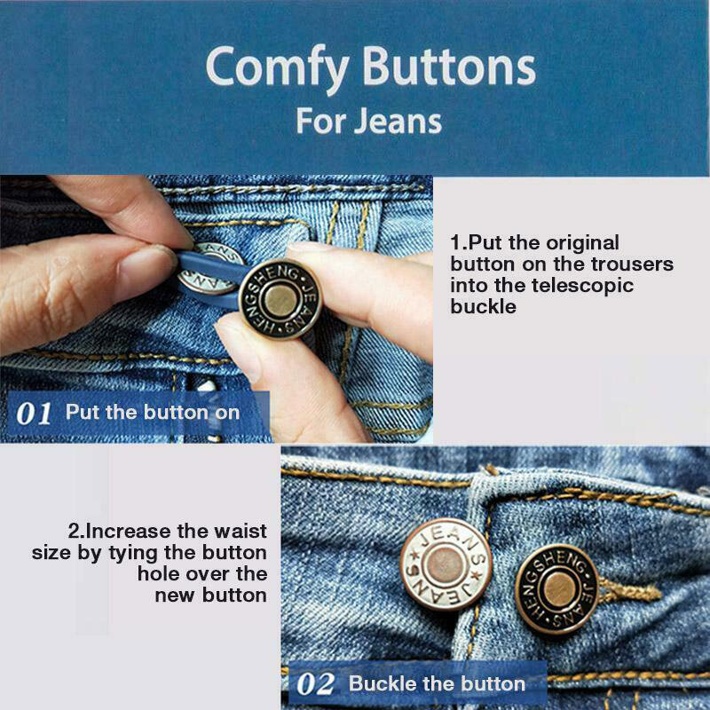 10 Pcs Jeans Intrekbare Sluiting Metalen Knopen Voor Kleding Perfect Fit Aanpassen Knop Zelf Verhogen Verminderen Taille 17 Mm Diy naaien