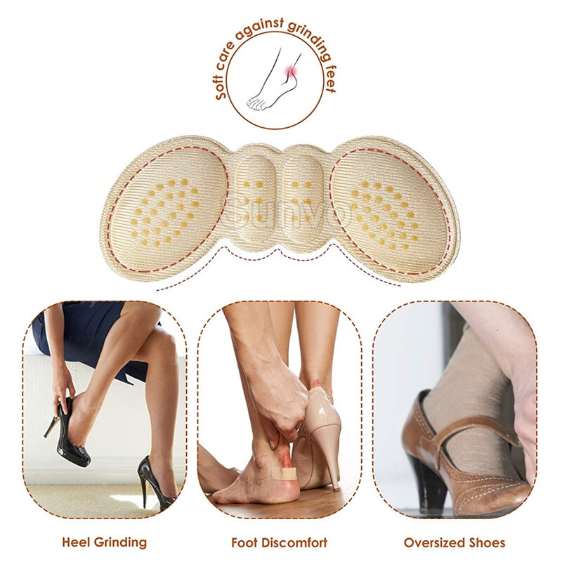 Palmilhas de salto para mulheres, 6 pares de almofadas para sapato de salto alto, adesivo para proteção do calcanhar, cuidados com a dor do pé, almofada de inserção