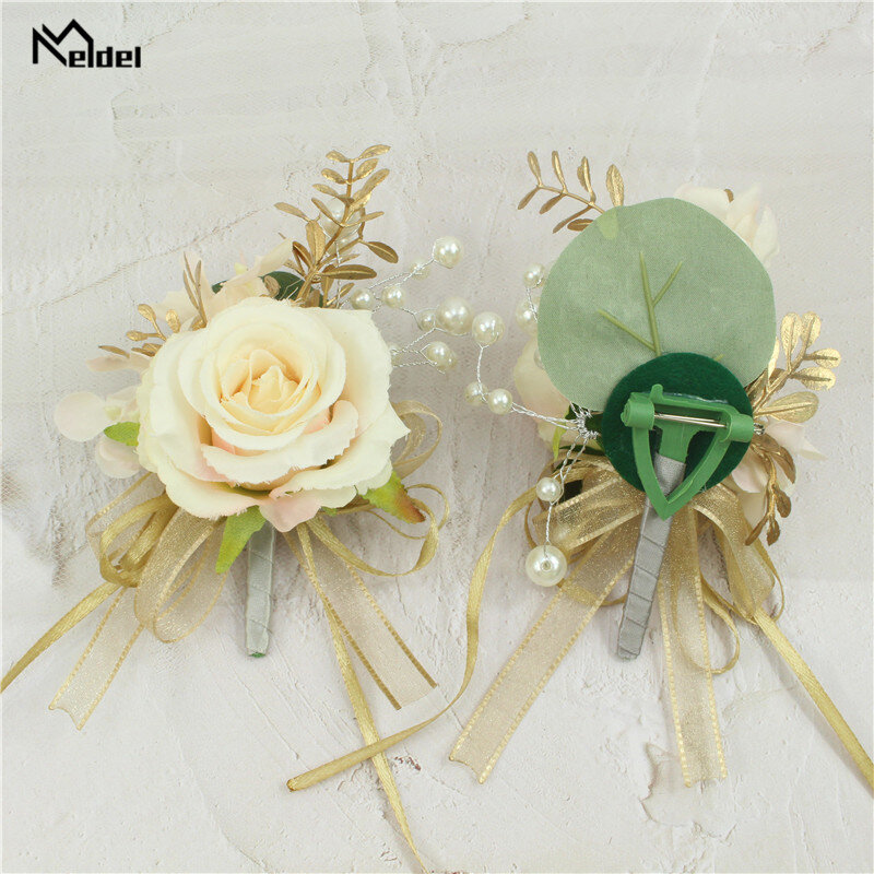 Wedding Boutonniere Silk Roses Corsage Bridesmaid Hight Quality Bracelet Flowers Witness Man Buttonhole Suit Accessories Broche