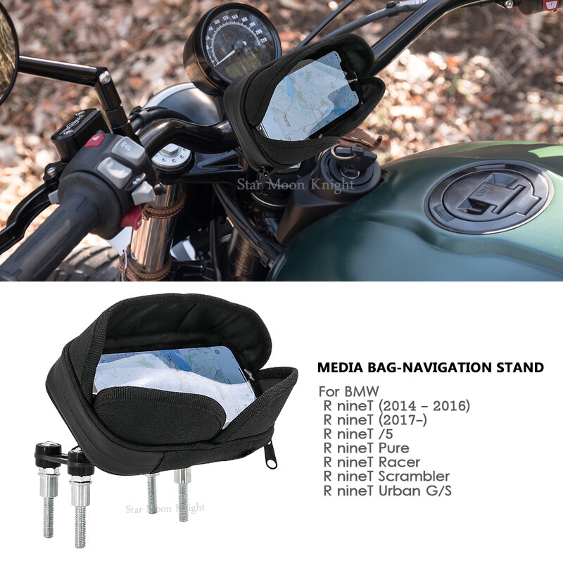 Handlebar Phone Stand Holder Mobile GPS Waterproof Media Bag Navigation Bracket For BMW R nineT Pure Racer Scrambler Urban G/S