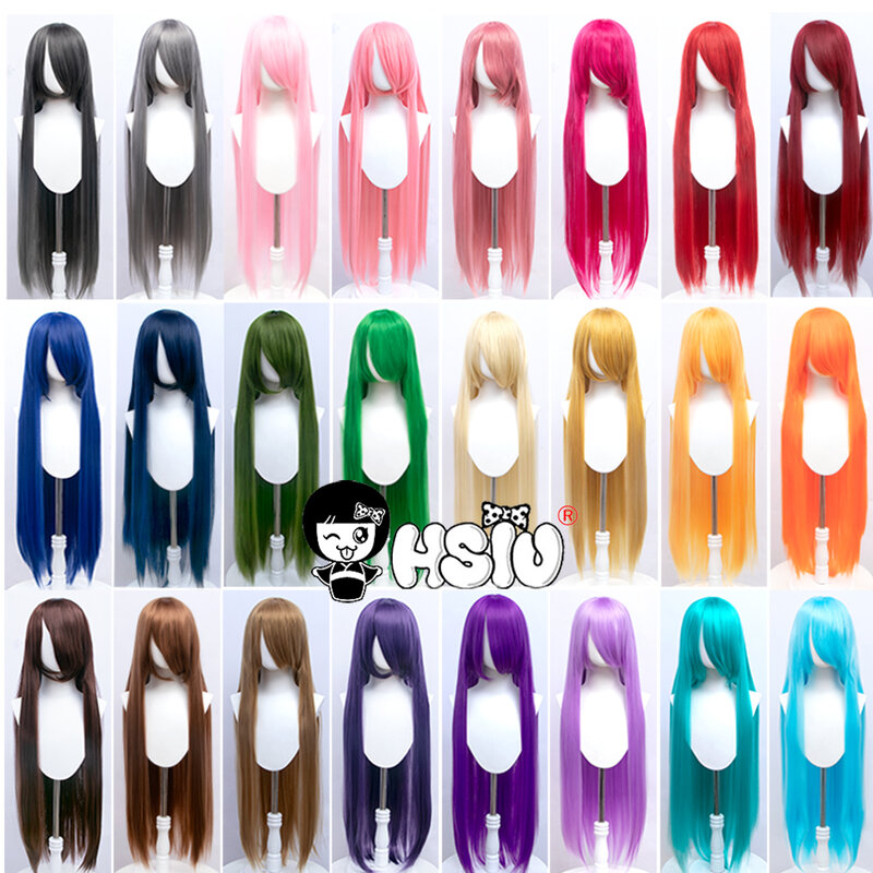 «HSIU» – perruque Cosplay synthétique Super épaisse de 800g, 27 couleurs, perruque longue en Fiber de cheveux pour filles, 100cm, avec bonnet gratuit