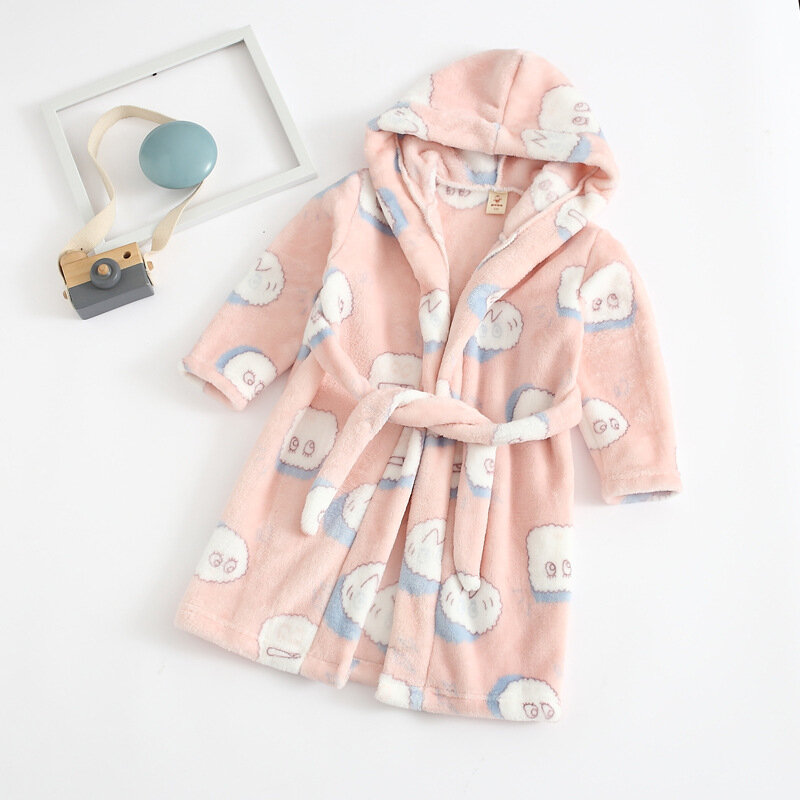 Bayi Piyama Anak Baju Tidur Pakaian Balita Anak Laki-laki Musim Gugur Musim Dingin Gambar Kartun Gadis Jubah Anak Jubah Mandi Anak-anak Baju Tidur