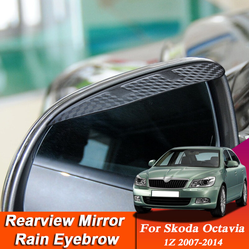 2 Buah Aksesori Mobil untuk Skoda Octiva 5E 1Z 2007-PresentCarbon Fiber Rearview Mirror Eyebrow Rain Shield Aksesori Anti-hujan Visor