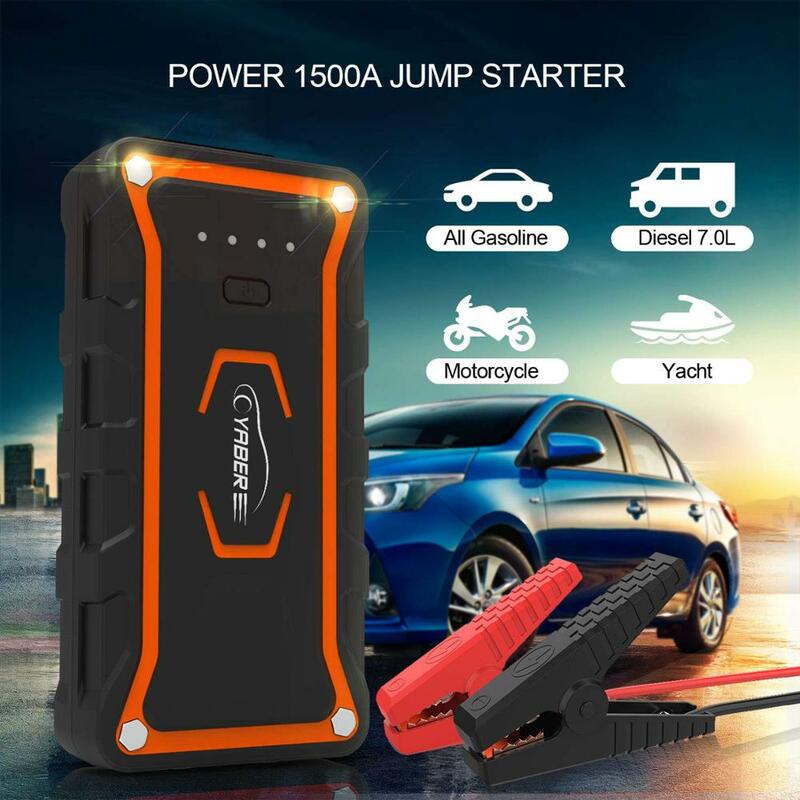 High Quality Car Battery Jump Starter 1600A Peak 20000mAh Car Power Bank Booster Portable Jumpstarter with Dual QC3.0 USB Output