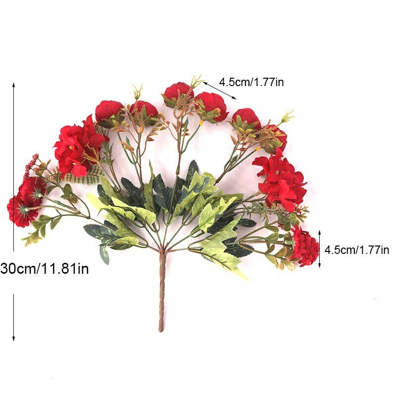 Bouquet de roses artificielles de haute qualité, hortensia hybride, fausses fleurs en soie, décoration d'automne, bricolage, décor de jardin de maison, de mariage