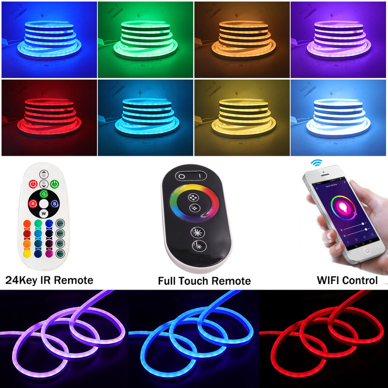 AC220V RGB LED Neon Strip Light SMD2835 120LEDs/M corda al Neon flessibile con spina EU bianco caldo impermeabile per la decorazione