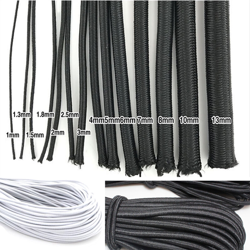 Cuerda elástica fuerte para costura, banda de goma blanca/negra, suministros para manualidades de ropa, accesorios de costura DIY, 1/2/3/4/5/6MM
