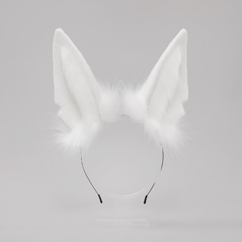Diadema de felpa con orejas de lobo para mujer, diadema peluda de Lolita, accesorios de Cosplay de Anime para Halloween y Navidad