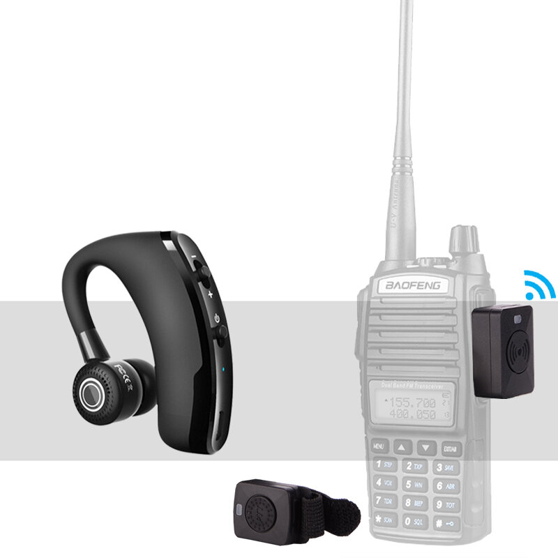 Walkie Talkie Headset Bluetooth Nirkabel Headphone Radio Dua Arah Earphone Earpiece BT untuk Motolora Kenwood Baofeng 888S UV5R