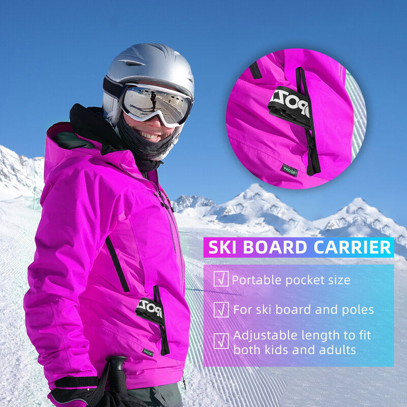 1Pc Verstelbare Skiën Pole Schouder Hand Carrier Anti-Slip Met Ski Pole Haak Lus Beschermen Neopreen Pad Ski handvat Riem Tassen