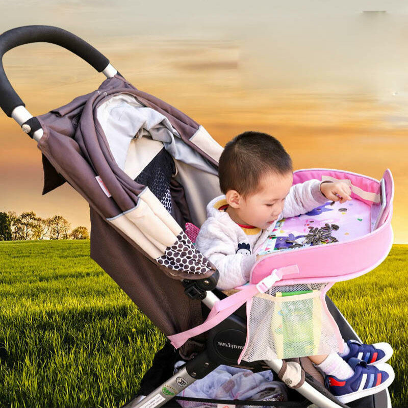 Поднос для детского автокресла с мультяшным рисунком, подставка для еды и воды для детской коляски, детский портативный многофункциональный съемный столик
