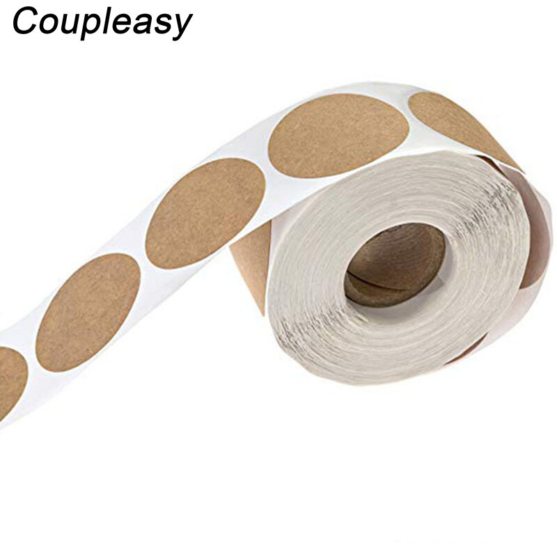 500 pces 2.5cm em branco kraft papel adesivo forma redonda escritório classificação papelaria adesivo de vedação para o produto feito à mão