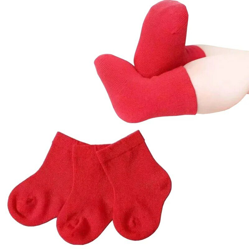 3 пара/лот Новинка для маленьких детей носки красного цвета для девочки, носки для мальчиков