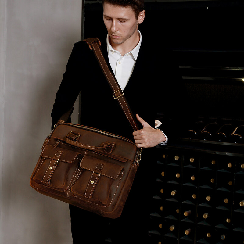 Портфель JOYIR мужской из натуральной кожи Крейзи Хорс, мессенджер для ноутбука 17 дюймов, сумка-мессенджер для бизнеса, мужская сумка на плечо