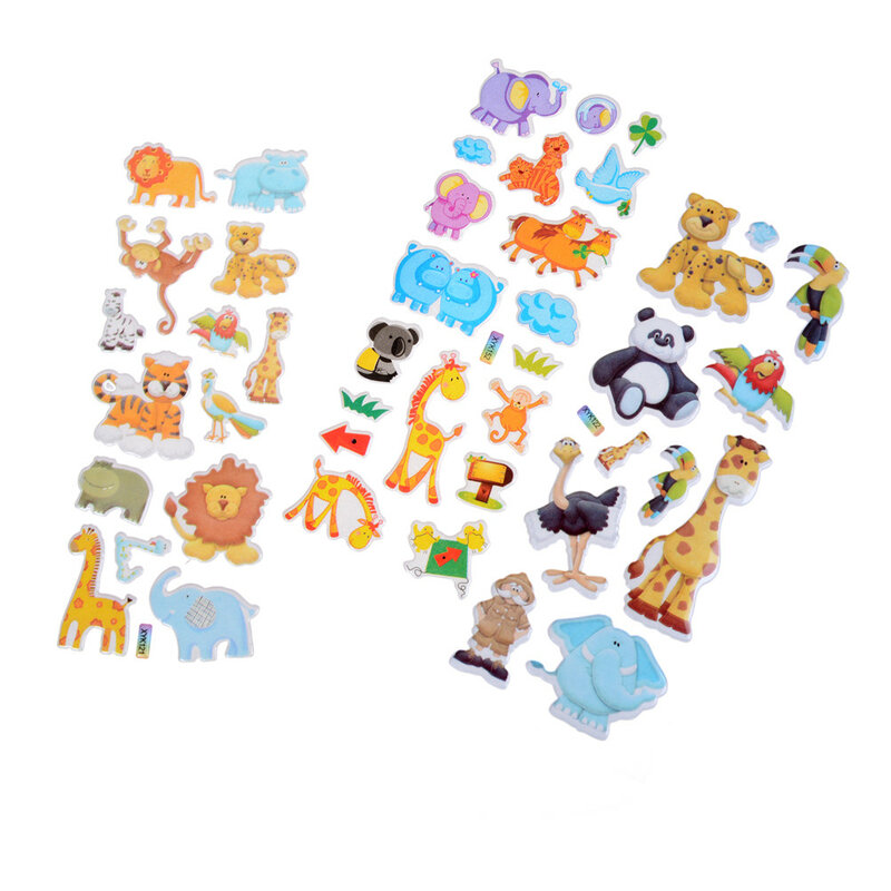 Adesivos 3d de animais do zoológico, crianças, meninos, meninas, adesivos de pvc, brinquedos para crianças, 7.2*17cm, imperdível