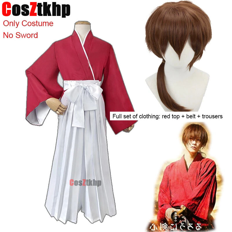 2021 nowy Himura Kenshin przebranie na karnawał Rurouni Kenshin peruka do Cosplay mężczyzn i kobiet w Kendo garnitury Halloween Kimono