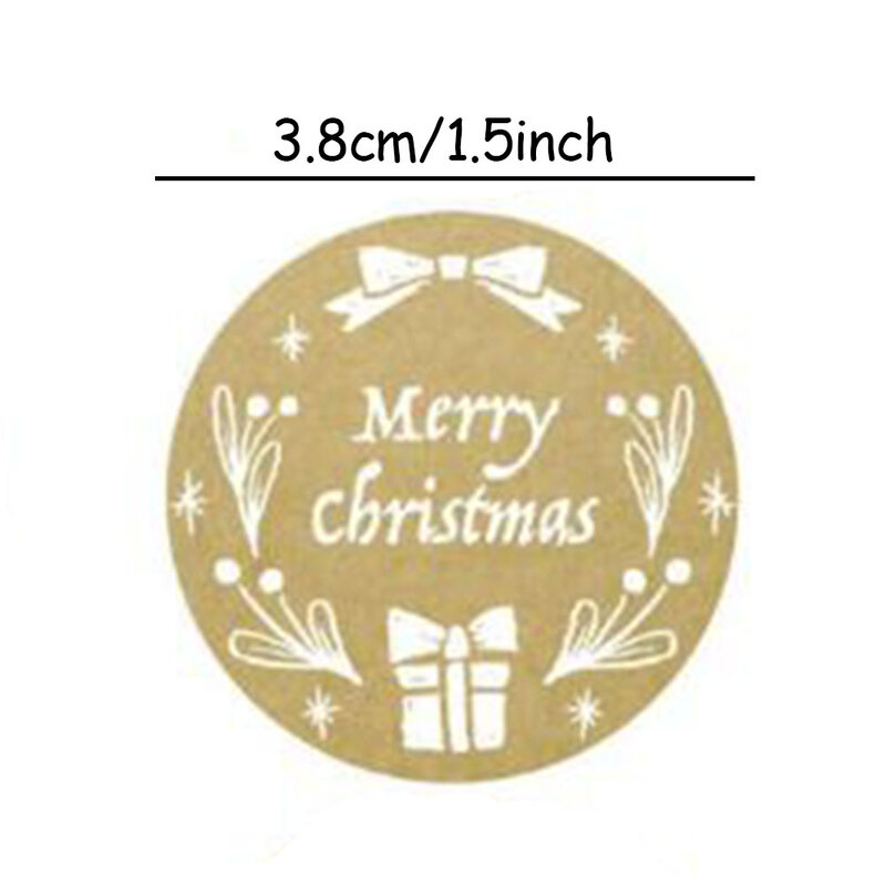 Adesivos artísticos de feliz natal com 3.8cm/500 polegadas, etiquetas adesivas de vedação para padaria, presentes de embalagem, decoração de papelaria peças