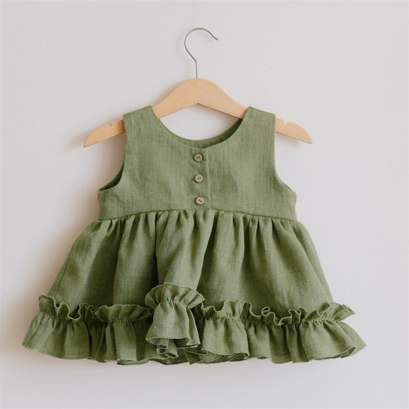 2Pcs เสื้อผ้าเด็กทารกฤดูร้อนนุ่มผ้าลินินผ้าฝ้ายเด็กวัยหัดเดินบูติกเสื้อผ้าชุดเสื้อ + Bloomer Baju Bayi Perempuan