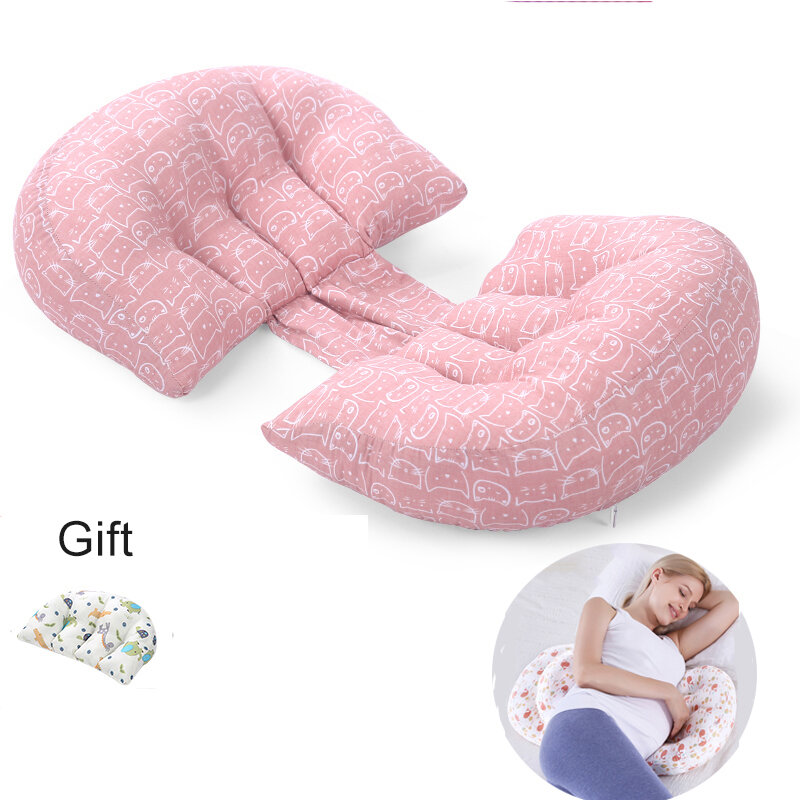 Almohada de maternidad de cintura de algodón para mujeres embarazadas, almohada de embarazo, almohadas de cuerpo completo en U para dormir, cojín de embarazo, productos