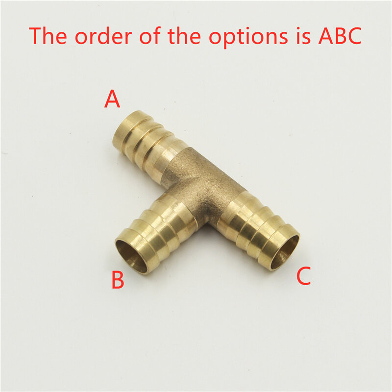 Brass Pagoda Barb Pipe Fittings Equal / Variable Diameter 3 Way T-type 4mm 5mm 6mm 8mm 10mm 12mm 14mm 16mm Oil / Water / Gas
