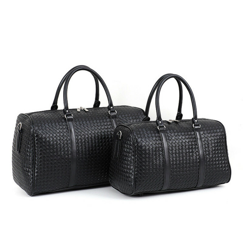 패션 pu 가죽 짠 패턴 여행 가방 대용량 남성 여성 숄더 가방 비즈니스 여행 가방 짐 더플 백 lgx86