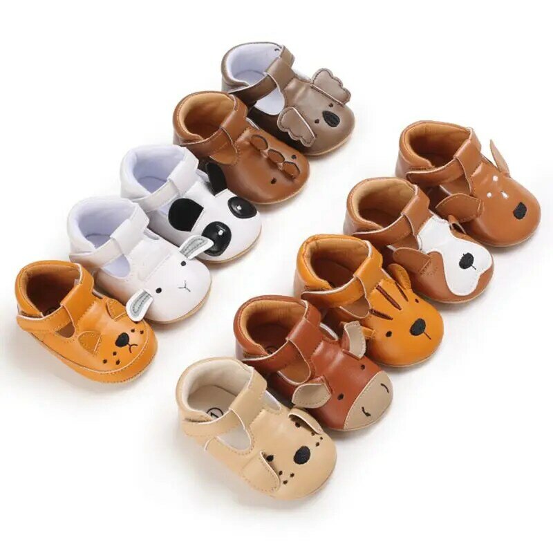 2021 Baby Shoes Animal Pattern Leather Boy Girl Shoes Cute Toddler Soft Sole Anti-slip First Walkers Infant Newborn Sneakers