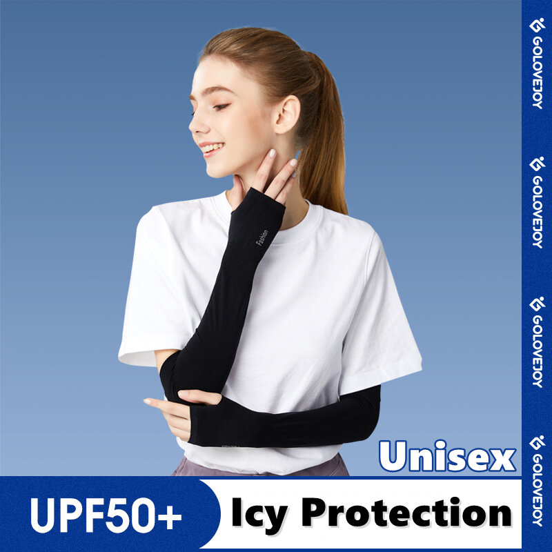 Manches de bras en soie glacée unisexe, pour sport de plein air, protection solaire, Anti-UV, respirant, été