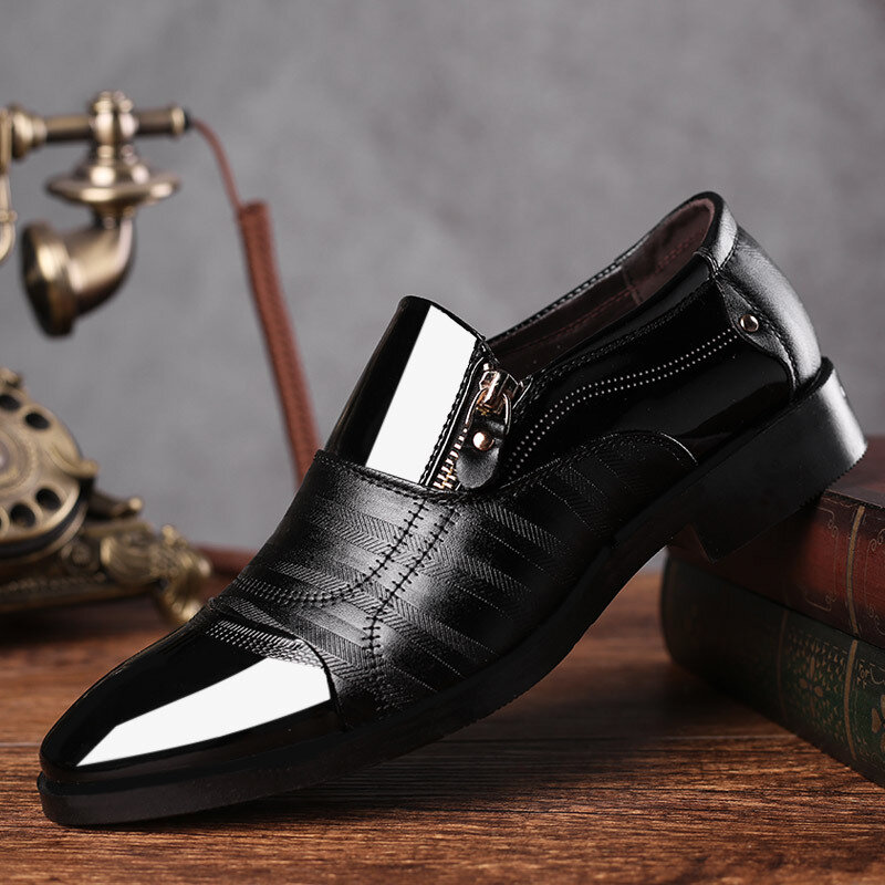 Mazefeng Sepatu Resmi Pria Bisnis Klasik Sepatu Pernikahan Formal Elegan Fashion Sepatu Oxford Kantor Slip On untuk Pria Hitam