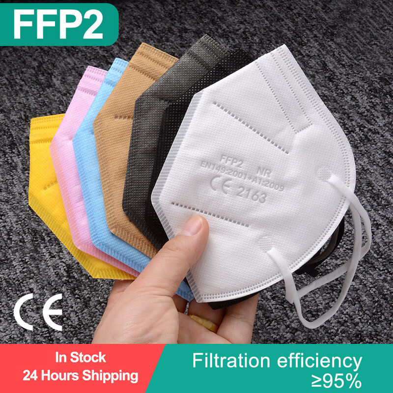 10-100 قطعة FFP2 قابلة لإعادة الاستخدام FaceMask KN95 قناع الوجه تصفية الفم أقنعة الكبار التنفس واقية CE قناع الوجه ffp2قناع Mascarillas