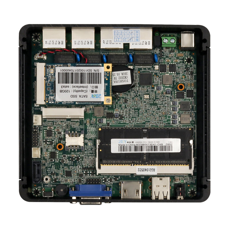 เราเตอร์คอมพิวเตอร์ขนาดเล็กไฟร์วอลล์โดยไม่มีพัดลม Intel Celeron J1900 J4125สี่คอร์4X กิกะบิตอีเธอร์เน็ตรองรับ WiFi 4G LTE pfsense OpenWrt