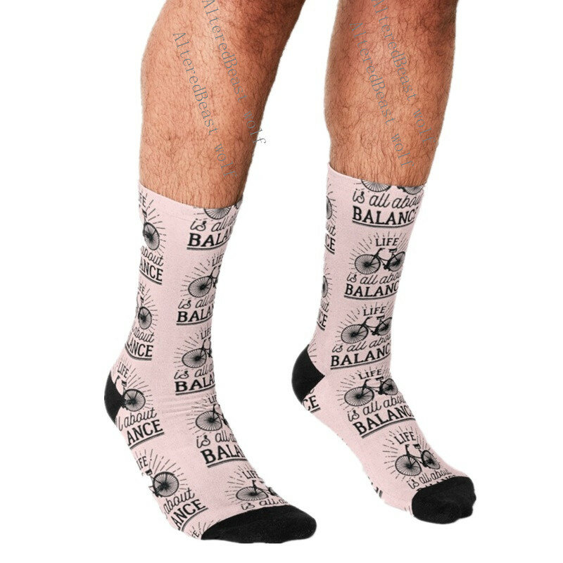 Funny Bike Men's socks pink personality Bicycle Printed Bicycle hip hop Men Happy Socks boys street style Crazy Socks for men
