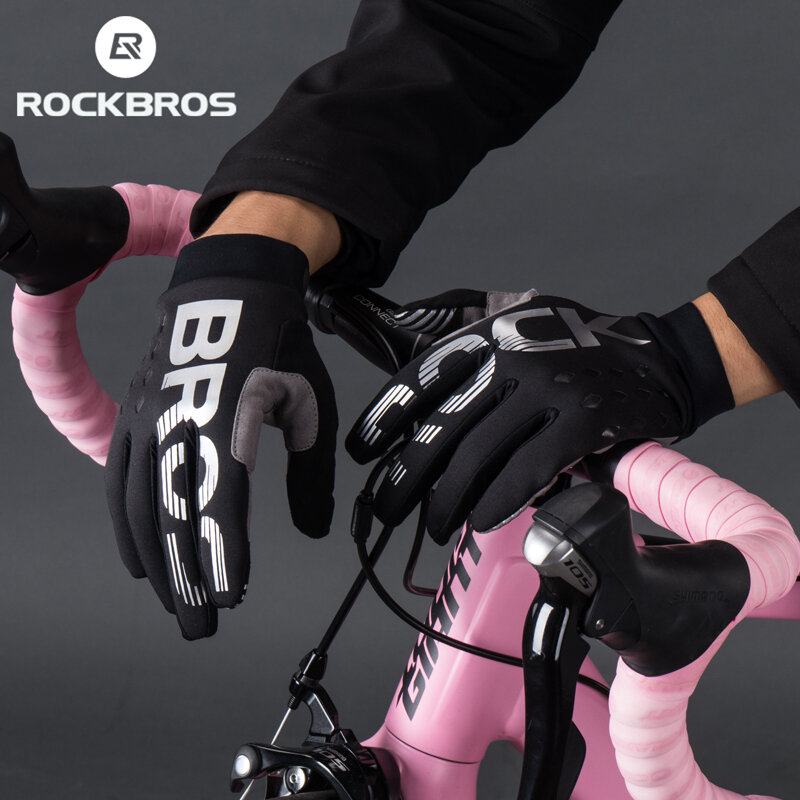 ROCKBROS จักรยานถุงมือ Unisex Touchscreen Windproof Full Finger Ski Outdoor Camping เดินป่าถุงมือรถจักรยานยนต์ขี่จักรยานอุปกรณ์