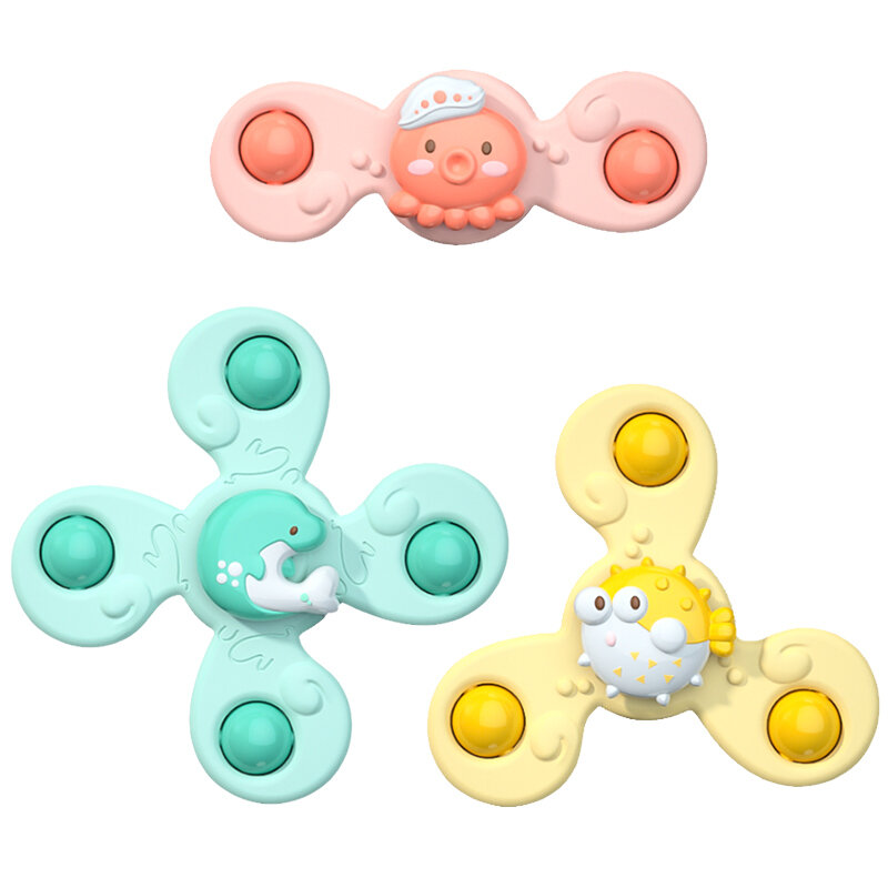 Montessori Baby Bath Toys Boy Children Bathing Sucker Spinner Suction Cup Toy For Kids Funny Child Rattles Teether Toddler Gifts
