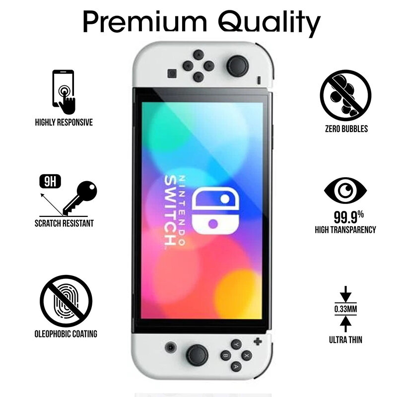 DATA FROG – protecteur d'écran 9H, en verre trempé, pour Nintendo Switch, accessoires de Protection Anti-empreinte digitale, jeu OLED