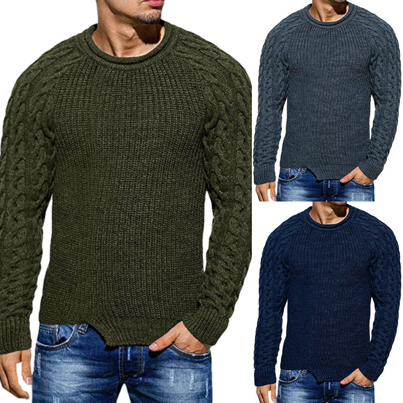 Мужские свитера, сезон осень-зима 2018, толстый теплый пуловер, мужской вязаный кашемировый шерстяной свитер, мужской плотный джемпер с высок...