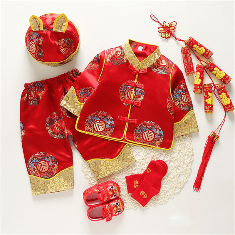 Детский костюм Тан, традиционная китайская Новогодняя одежда, костюм для однолетнего ребенка, детская одежда для фотосъемки
