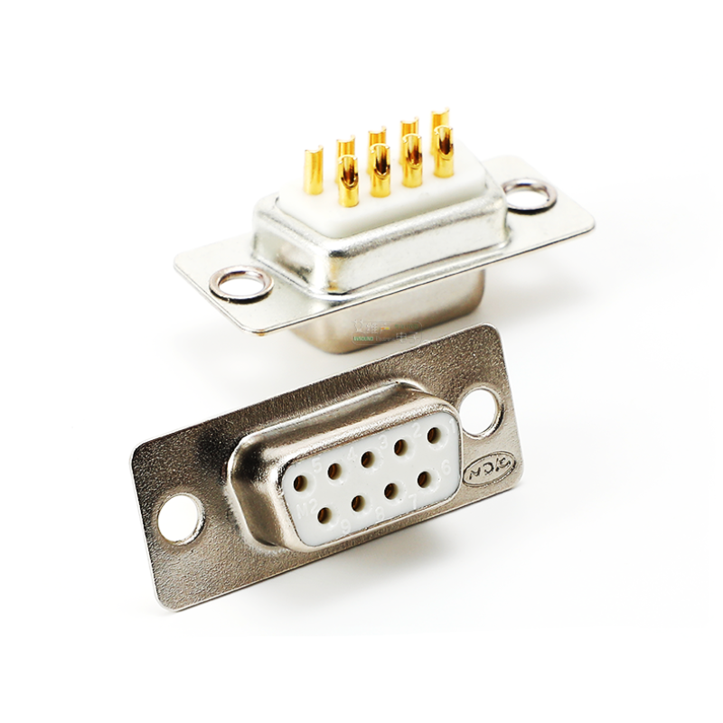 1Pcs AMP โลหะเหล็ก Shell Gold-Plated ห้าข้าวสาลี Solid Core เข็ม RS232 Serial Port DB9 Pin ชายและหญิงเชื่อมปลั๊ก