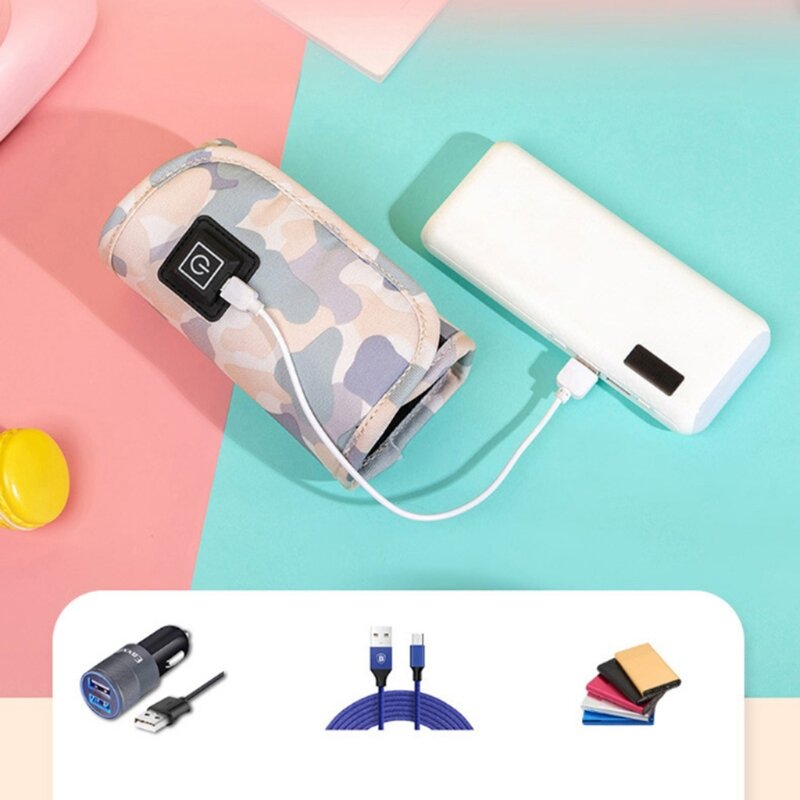 67JC – Thermostat de biberon pour bébé, couvercle chauffant Portable USB, chauffe-biberon pour voyage, chauffe-lait