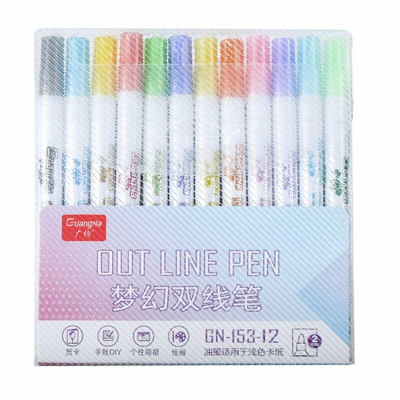 12 Stuks 12 Kleuren Fluorescerende Pen 2Mm Fiber Hoofd Kleur Pen Office Supplies Aanmelden Note Student Schrijven Tool