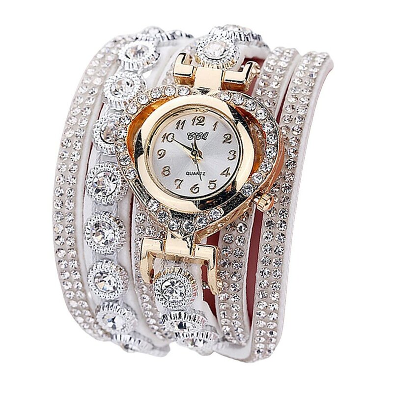 Vrouwen Luxe Rhinestone Armband Horloge Dames Multilayer Analoge Horloge