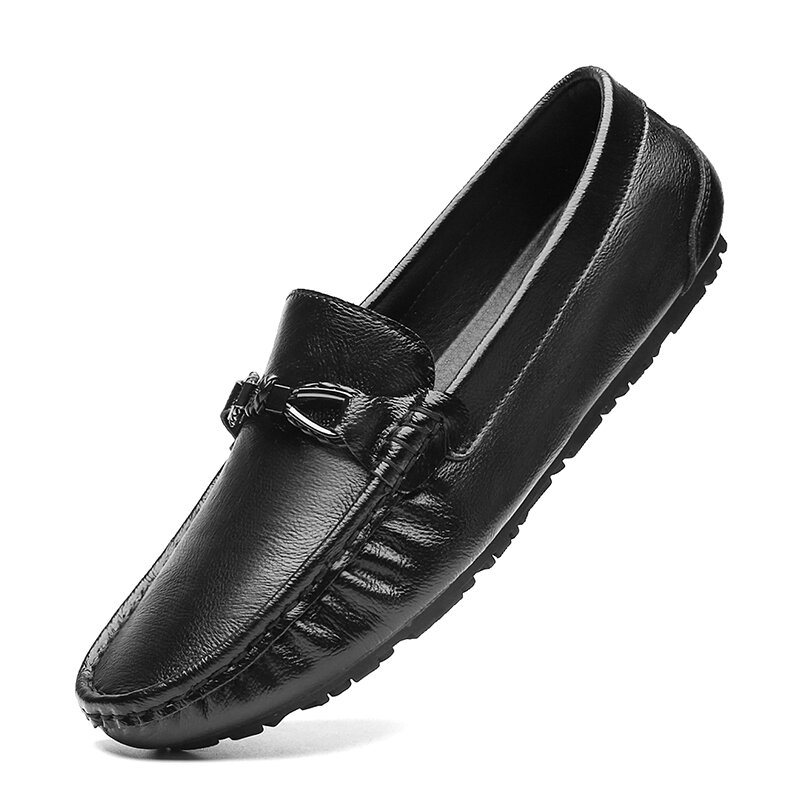 Leather men's casual leather shoes, men's autumn all-match soft-soled peas shoes, men's shoes, formal wear, business England