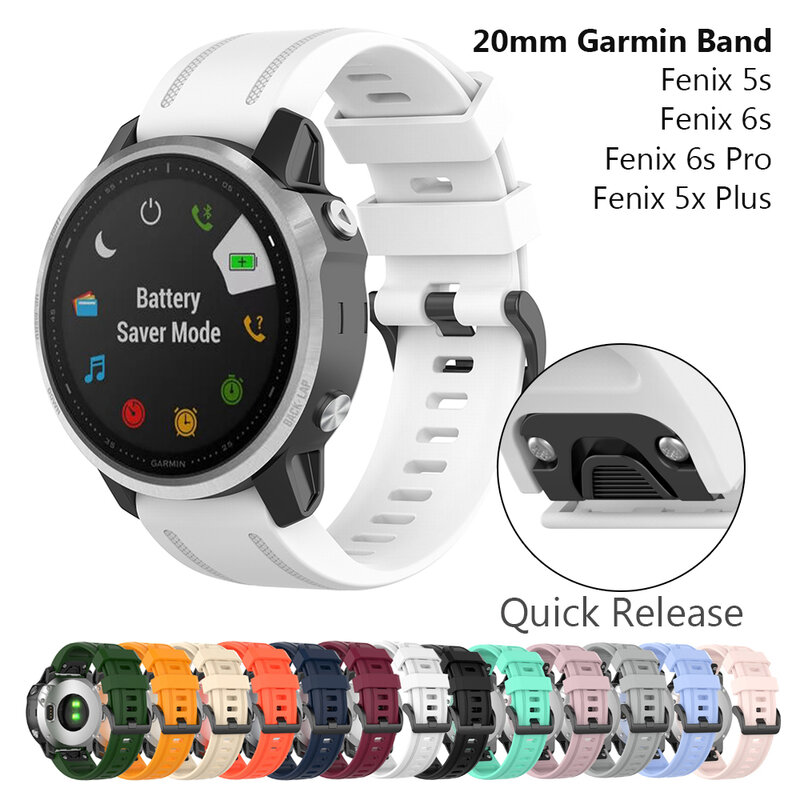 Fenix 7S /Fenix 5S Plus Bracelet de montre, Instinct 2S, Bracelet de montre en silicone à ajustement rapide pour Garmin Fenix 6S Pro, Bracelets roses, 20mm