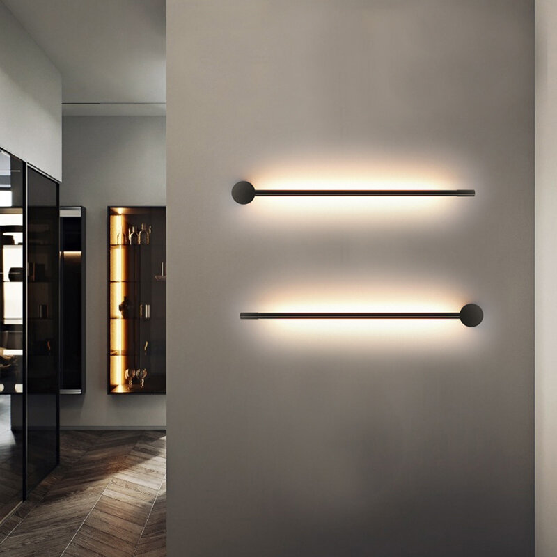 Luminária de parede led criativa, simples, 12w/24w, luzes led para cozinha, sala de estar, minimalista, interior, preto, dourado, ferro