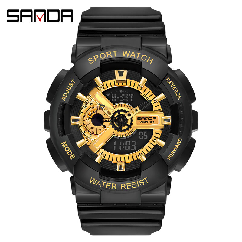 แบรนด์ SANDA นาฬิกาข้อมือผู้ชายนาฬิกาทหารกองทัพ G สไตล์กีฬาแบบนาฬิกาข้อมือชายนาฬิกาคู่นาฬิกากันน้ำ