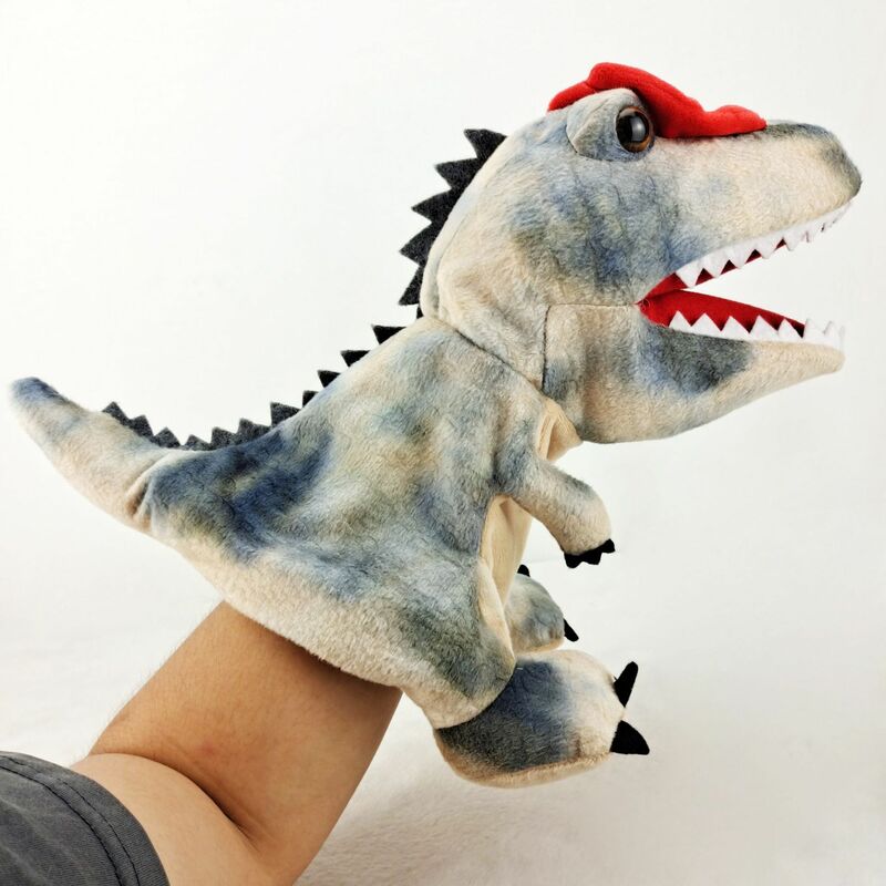 Marioneta de mano de dinosaurio de 11 estilos, juguetes de peluche, rendimiento de jardín de infantes, control de mano, tiranosaurio, Dilophosaurus, nuevo