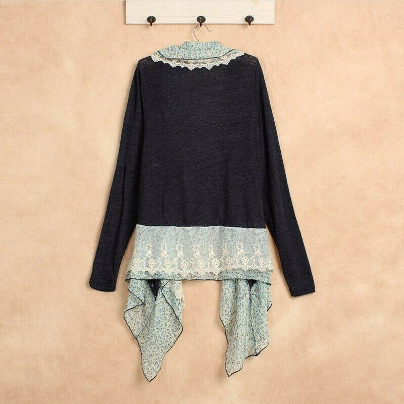 Cárdigan de algodón de gran tamaño para mujer, blusa asimétrica de manga larga, ropa de abrigo de punto bonita, primavera y otoño, A015