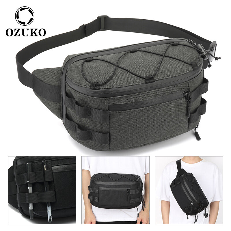 Ozuko Mannen Taille Tas Mode Borst Pakken Buitensporten Riem Tas Voor Tiener Waterdichte Mannen Taille Zakken Hoge Kwaliteit fanny Pack