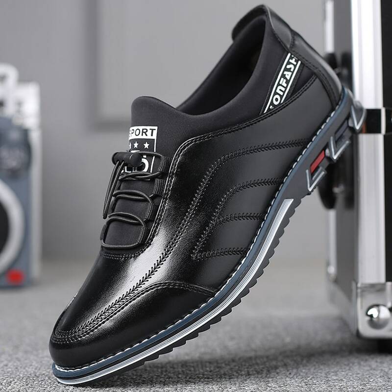 Alta qualidade grande tamanho sapatos de couro casuais homens de negócios da forma dos homens sapatos de couro venda quente respirável sapatos casuais preto
